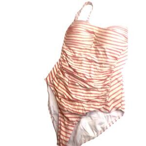 Niptuck Swim Red White Stripe One Pc Swim Suit M  Adjustable Straps and Bra